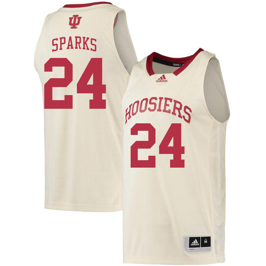 Men #24 Payton Sparks Indiana Hoosiers College Basketball Jerseys Stitched Sale-Cream - Click Image to Close
